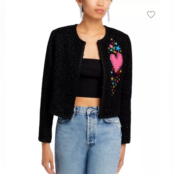 NWT AQUA x Kerri Rosenthal
Heart Patch Bouclé Jacket - 100% Exclusive - Picture 1 of 7